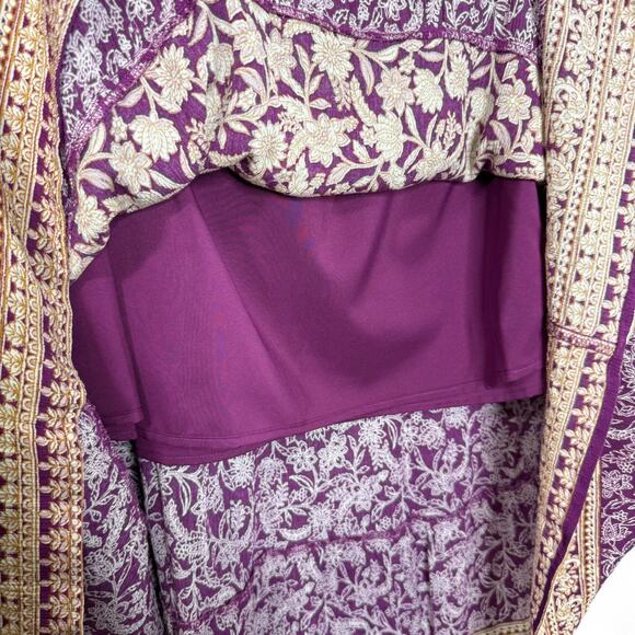 J. Jill Maxi Skirt Size M Purple Gold Floral Boho Cottagecore Gypsy Peasant - Picture 5 of 8